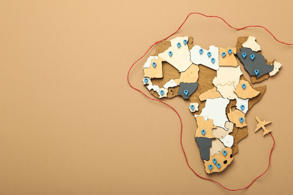 A stylised image of the African map, depicting Africa's need for a trade champion.