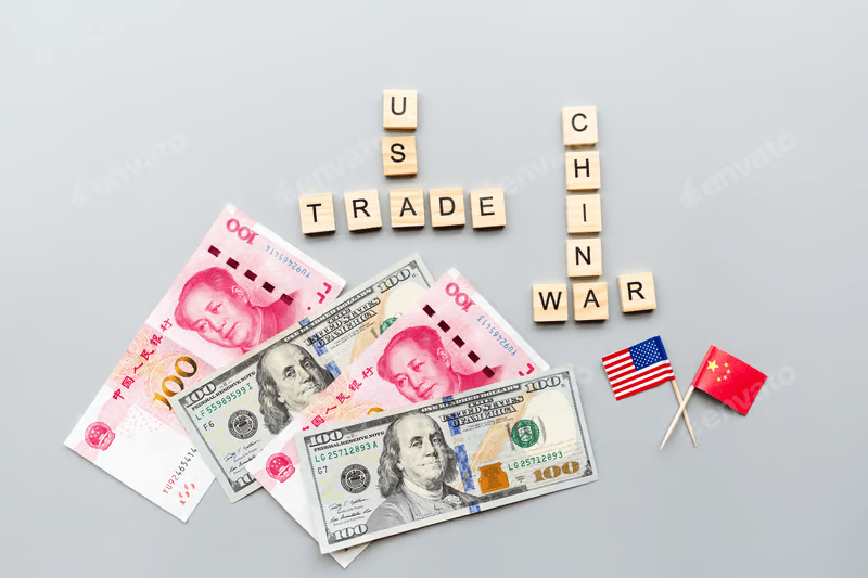 Scrabble pieces arranged to spell US-CHINA trade war. 