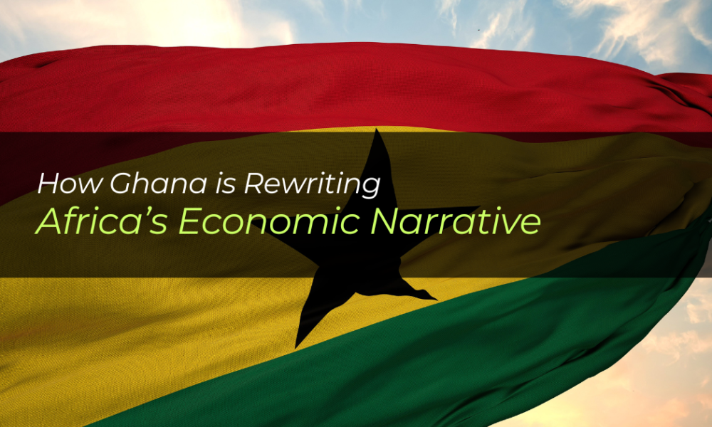 Ghana's economic growth is a model that African countries can learn from. This featured image outlines the article title with the Ghanian logo as the background