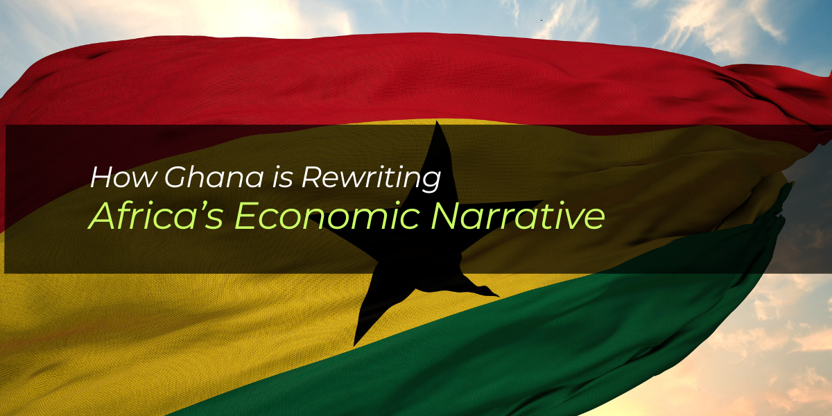 Ghana's economic growth is a model that African countries can learn from. This featured image outlines the article title with the Ghanian logo as the background