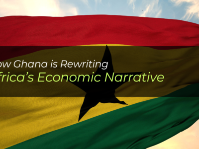 Ghana's economic growth is a model that African countries can learn from. This featured image outlines the article title with the Ghanian logo as the background