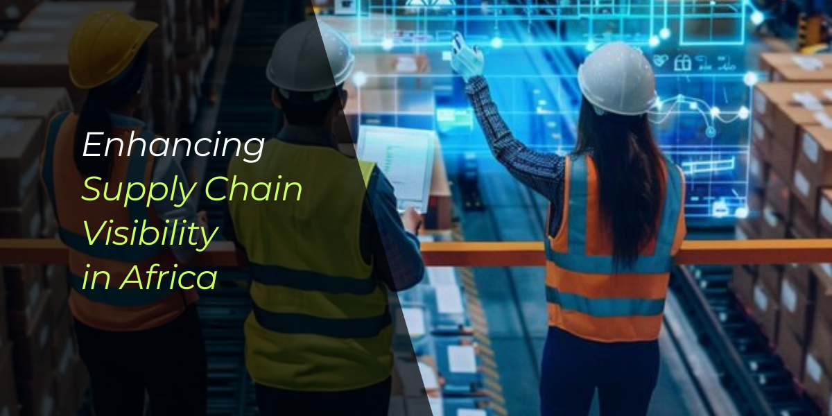 An image showcasing 3 people looking at abstract illustrations on a screen to depict the importance of tech in supply chain visiblity